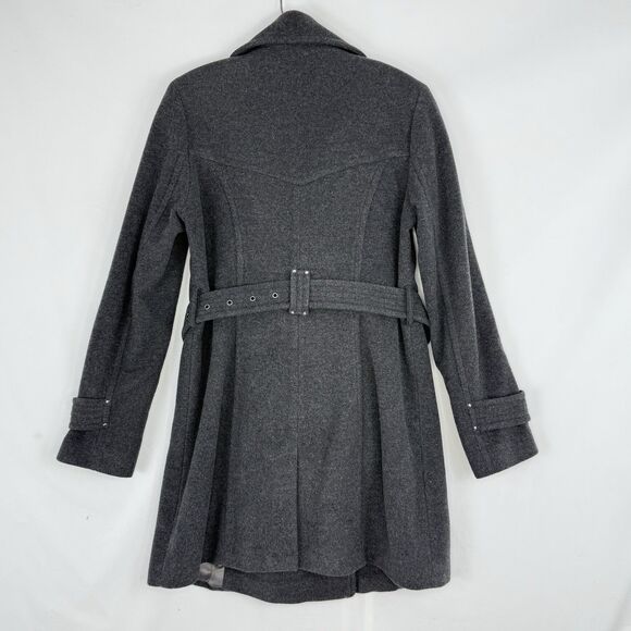 Marc New York Gray Wool Trench Coat Double Breasted Belted Women’s Size 6 Small - Picture 4 of 16